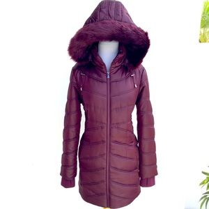 Isaac Mizrahi Puffer Coat Faux Fur Hoodie Jacket